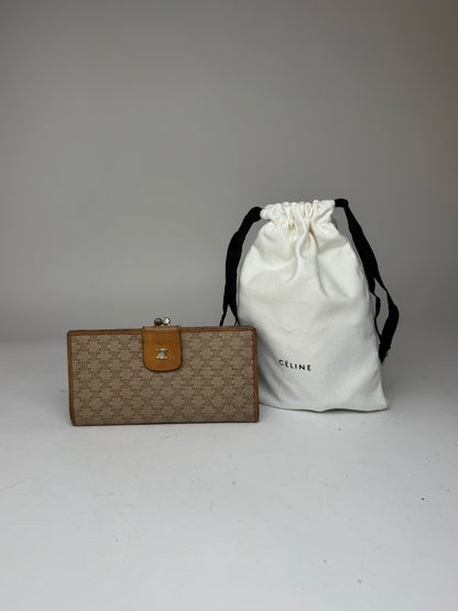 Vintage Celine Paris Triomphe Leather Wallet beige