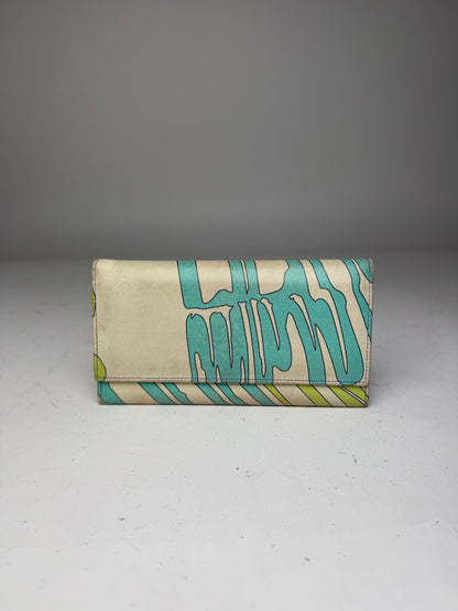 Vintage Emilio Pucci Blue White Green Leather Wallet