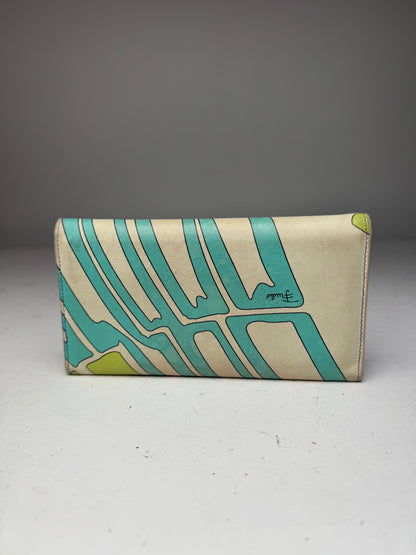 Vintage Emilio Pucci Blue White Green Leather Wallet
