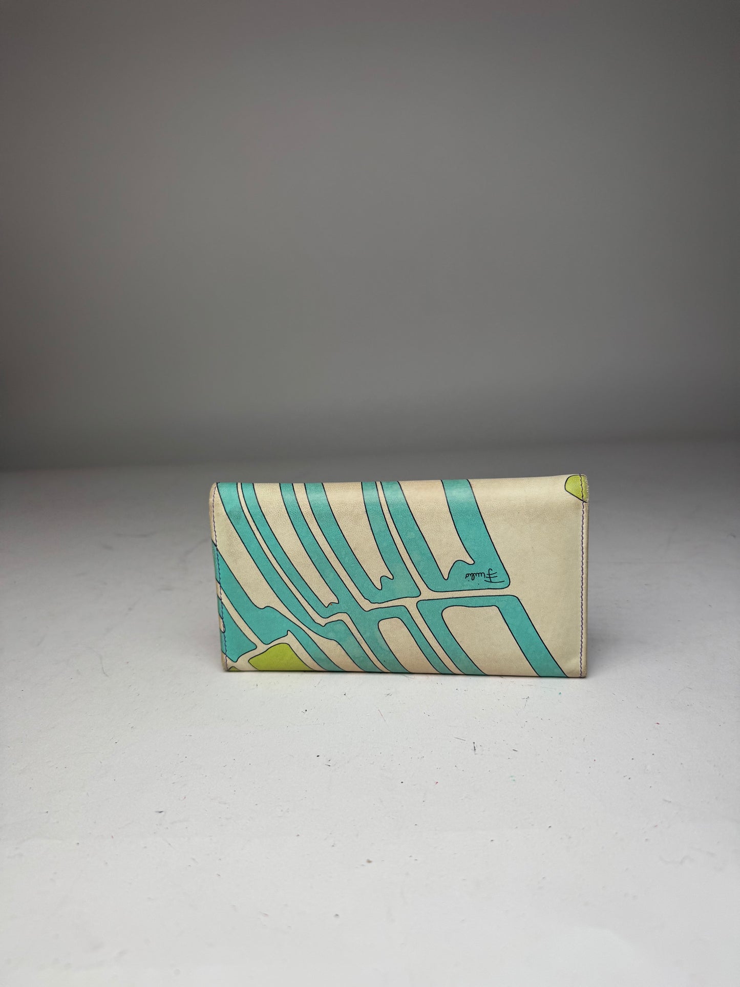 Vintage Emilio Pucci Blue White Green Leather Wallet