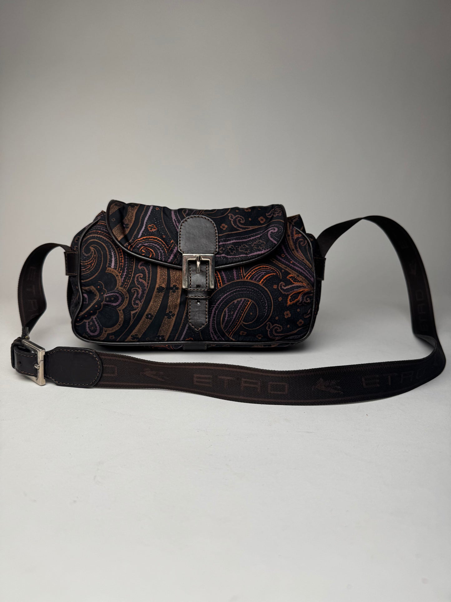 Vintage Etro Paisley Monogram Shoulder / Crossbody Bag Brown