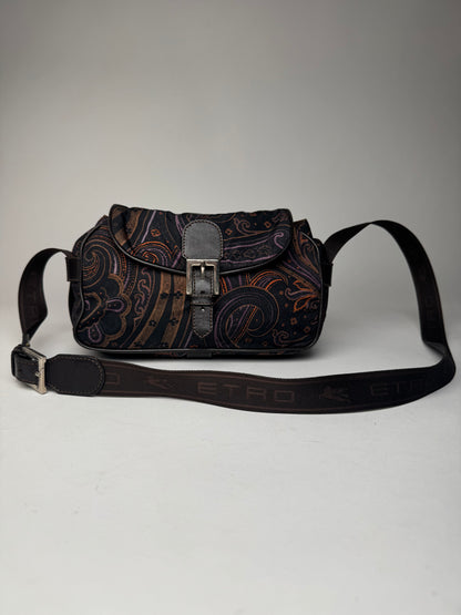 Vintage Etro Paisley Monogram Shoulder / Crossbody Bag Brown