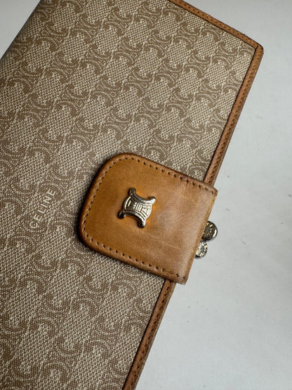 Vintage Celine Paris Triomphe Leather Wallet beige