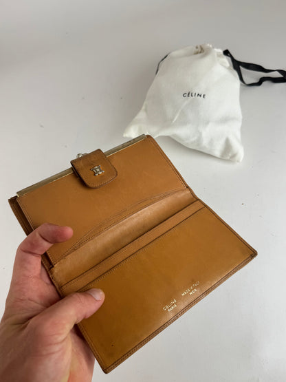 Vintage Celine Paris Triomphe Leather Wallet beige