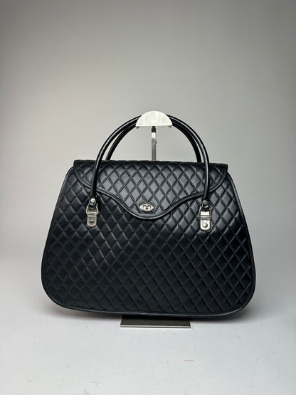 Vintage Comme des Garçons Patent Quilted Top-Handle Bag Black