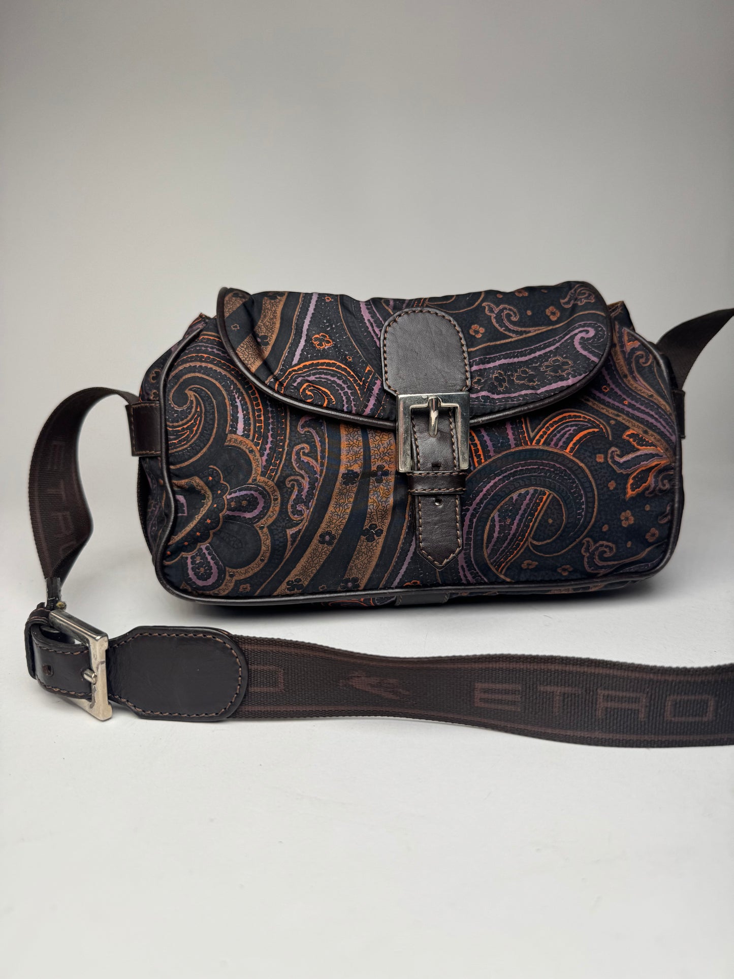 Vintage Etro Paisley Monogram Shoulder / Crossbody Bag Brown