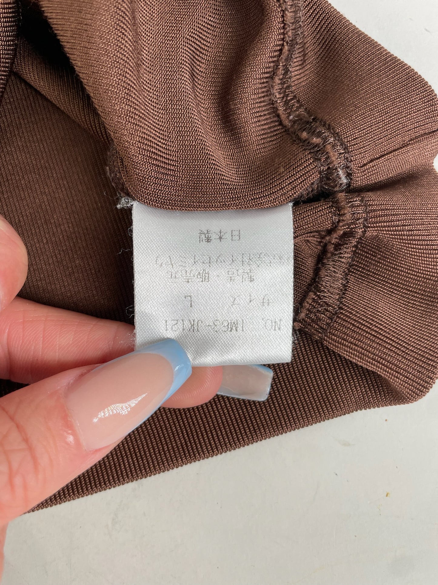 Vintage Issey Miyake Pleated Turtleneck Top Brown M