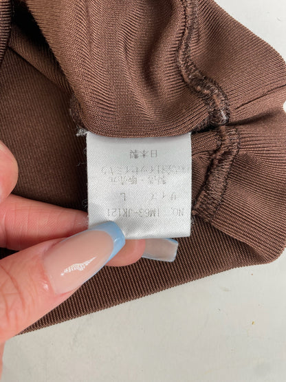 Vintage Issey Miyake Pleated Turtleneck Top Brown M