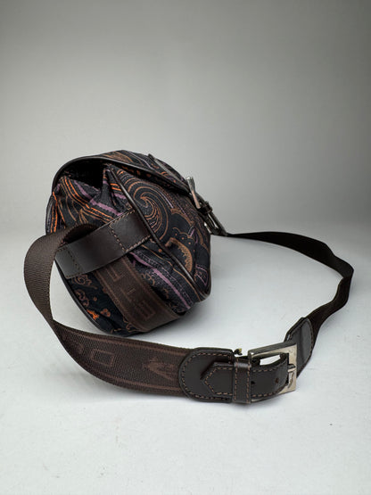Vintage Etro Paisley Monogram Shoulder / Crossbody Bag Brown