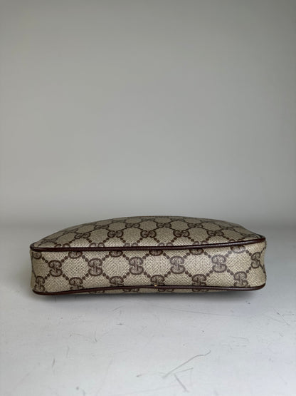 Vintage Gucci GG Supreme Cosmetic Case Beige Brown Gold