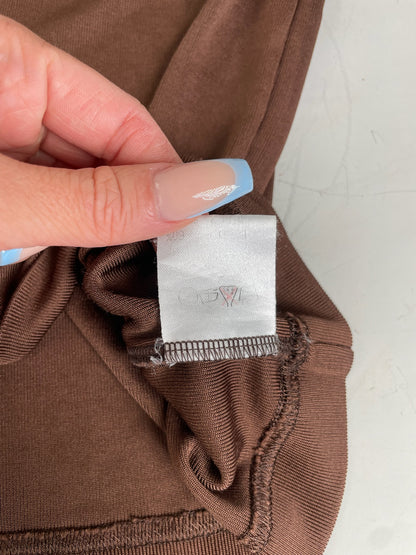 Vintage Issey Miyake Pleated Turtleneck Top Brown M