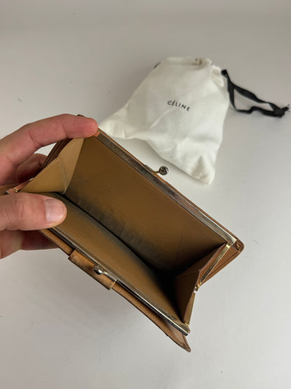 Vintage Celine Paris Triomphe Leather Wallet beige