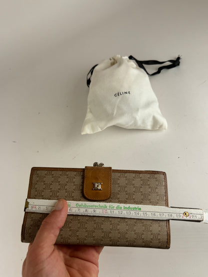Vintage Celine Paris Triomphe Leather Wallet beige