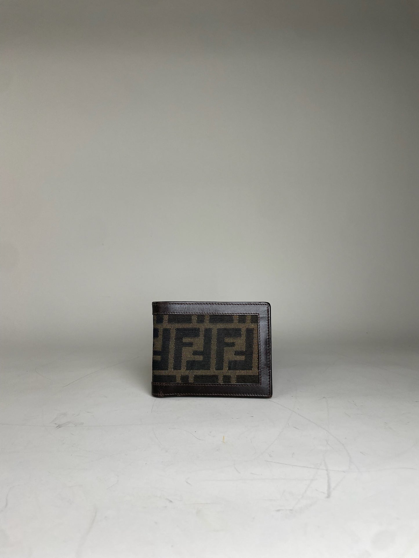 Vintage Fendi FF Monogram Leather Wallet Brown Black