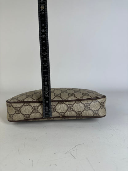 Vintage Gucci GG Supreme Cosmetic Case Beige Brown Gold