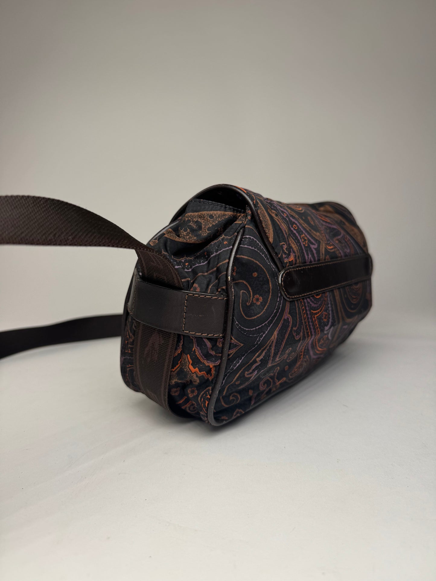 Vintage Etro Paisley Monogram Shoulder / Crossbody Bag Brown