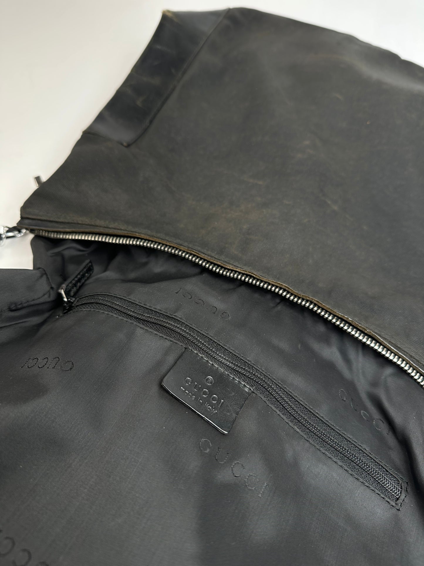 Vintage Gucci Cotton Leather Bag Black