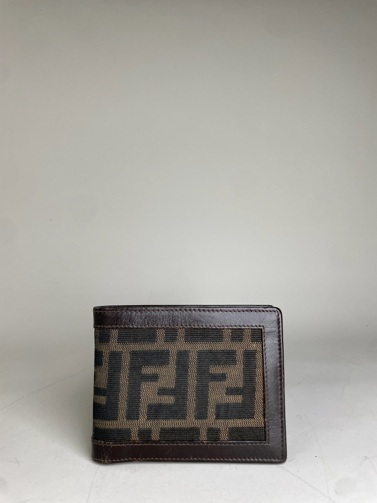 Vintage Fendi FF Monogram Leather Wallet Brown Black