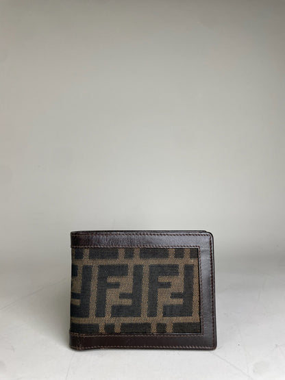 Vintage Fendi FF Monogram Leather Wallet Brown Black