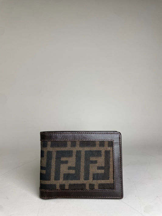 Vintage Fendi FF Monogram Leather Wallet Brown Black