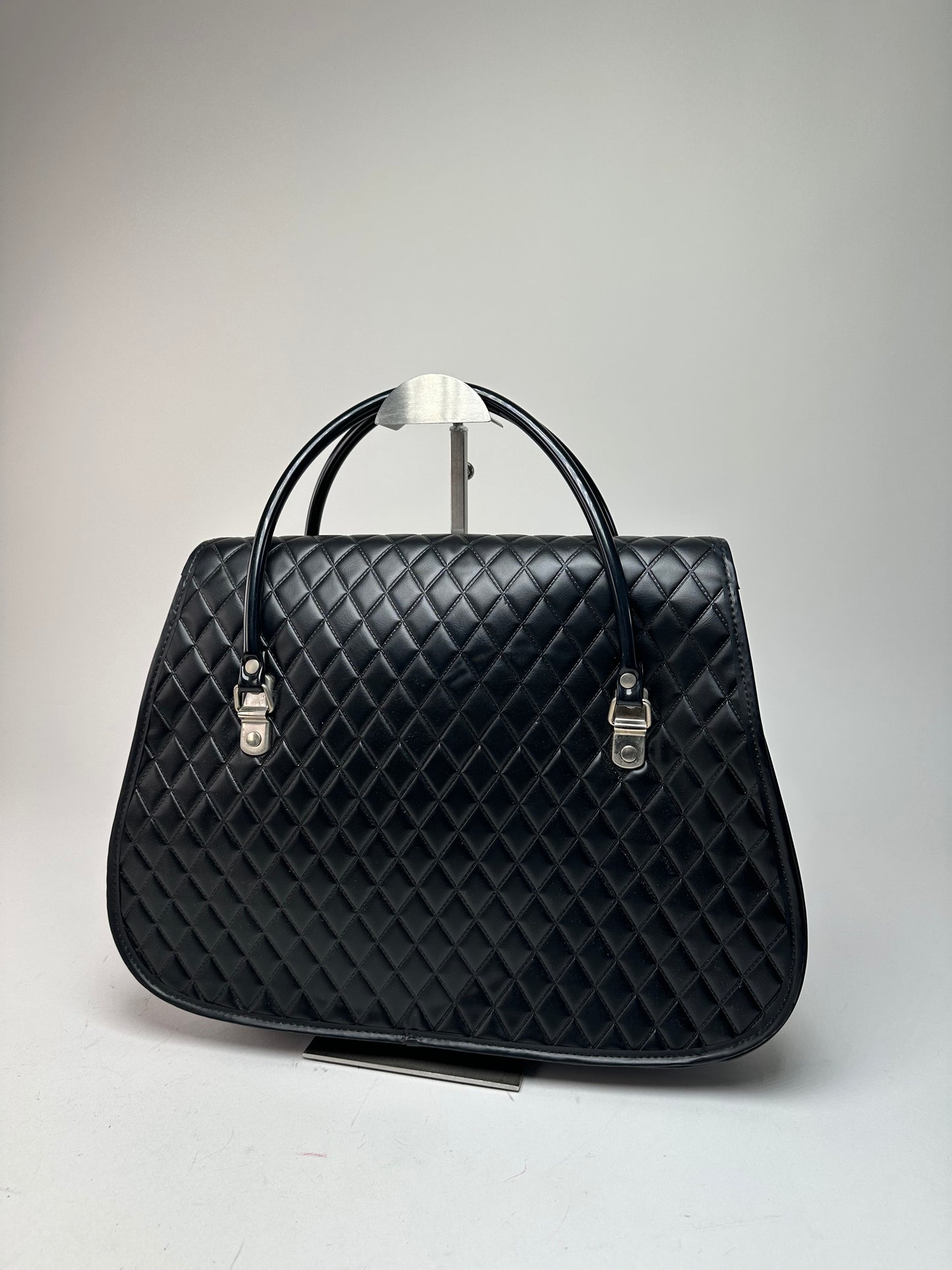 Vintage Comme des Garçons Patent Quilted Top-Handle Bag Black