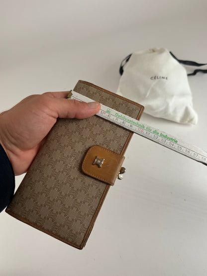 Vintage Celine Paris Triomphe Leather Wallet beige