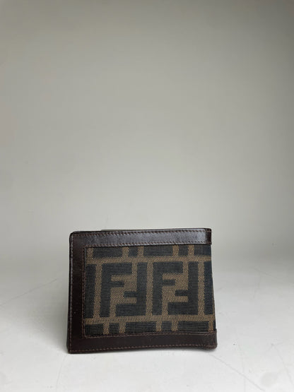Vintage Fendi FF Monogram Leather Wallet Brown Black