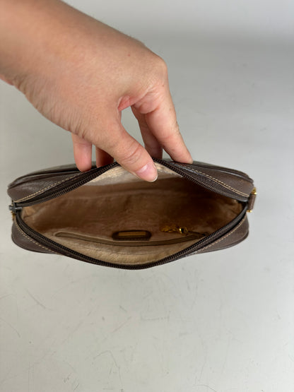 Vintage Gucci GG Supreme Cosmetic Case Beige Brown Gold