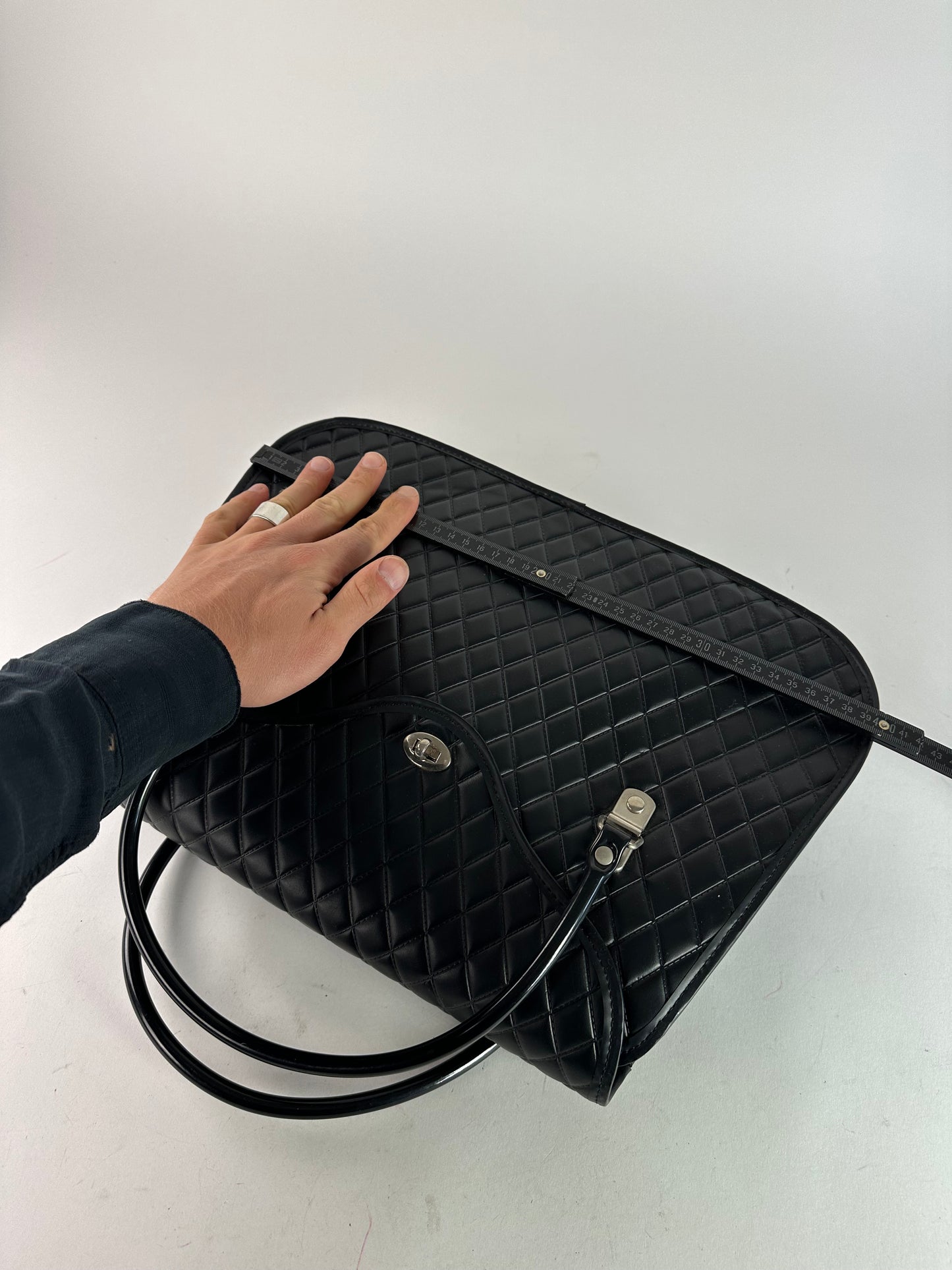 Vintage Comme des Garçons Patent Quilted Top-Handle Bag Black