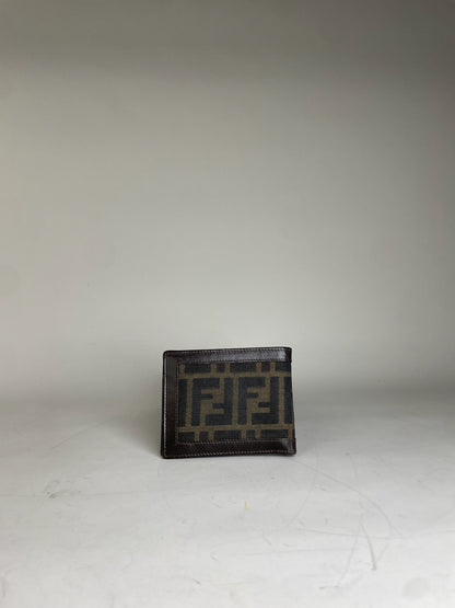 Vintage Fendi FF Monogram Leather Wallet Brown Black