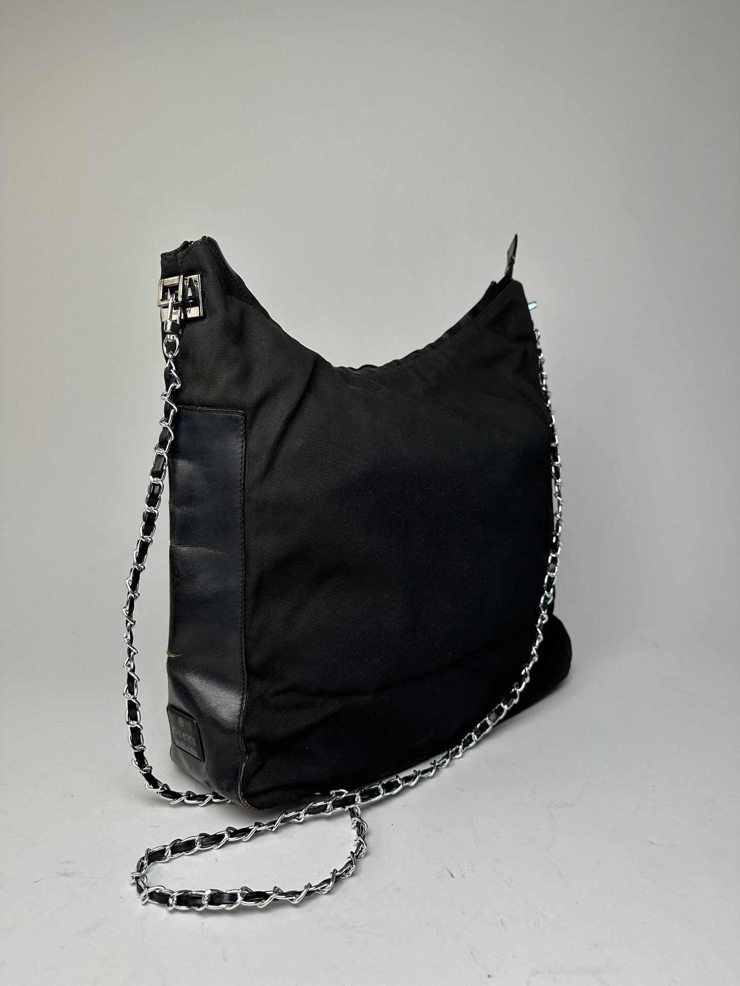 Vintage Gucci Cotton Leather Bag Black