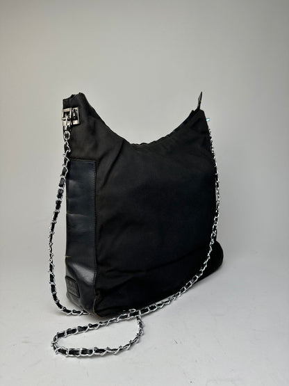 Vintage Gucci Cotton Leather Bag Black
