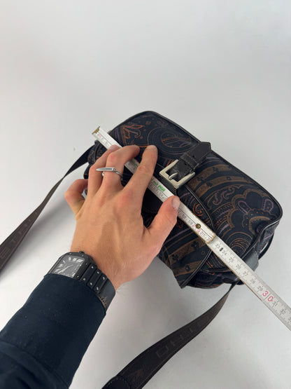 Vintage Etro Paisley Monogram Shoulder / Crossbody Bag Brown