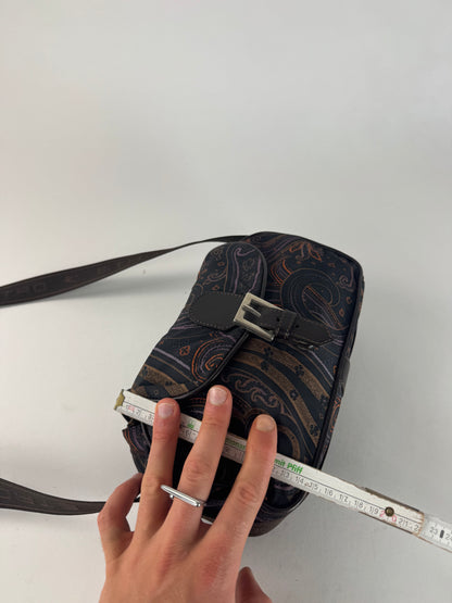 Vintage Etro Paisley Monogram Shoulder / Crossbody Bag Brown