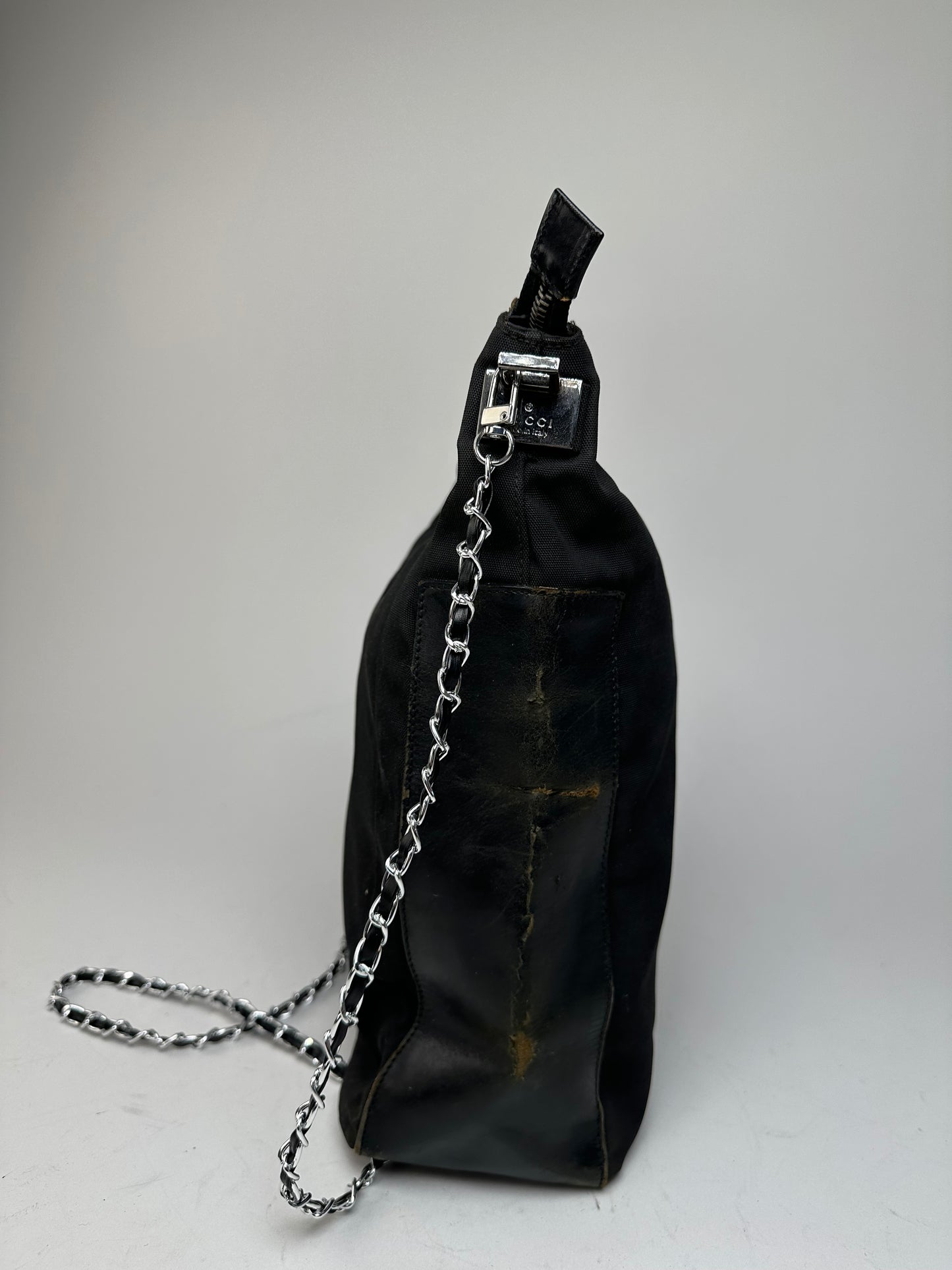 Vintage Gucci Cotton Leather Bag Black