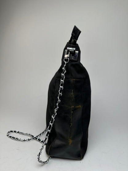 Vintage Gucci Cotton Leather Bag Black