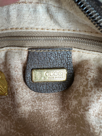 Vintage Gucci GG Supreme Cosmetic Case Beige Brown Gold