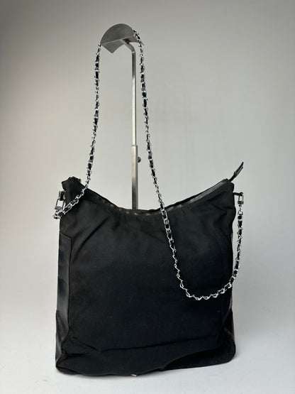 Vintage Gucci Cotton Leather Bag Black