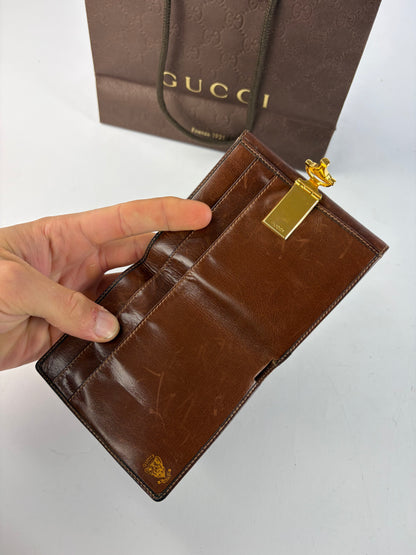 Vintage Gucci Leather Bifold Wallet Early 2000s Brown