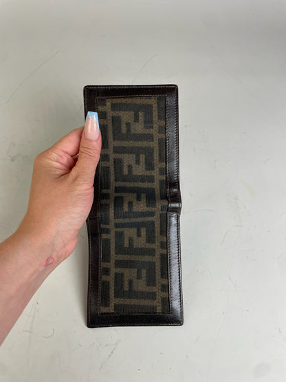 Vintage Fendi FF Monogram Leather Wallet Brown Black