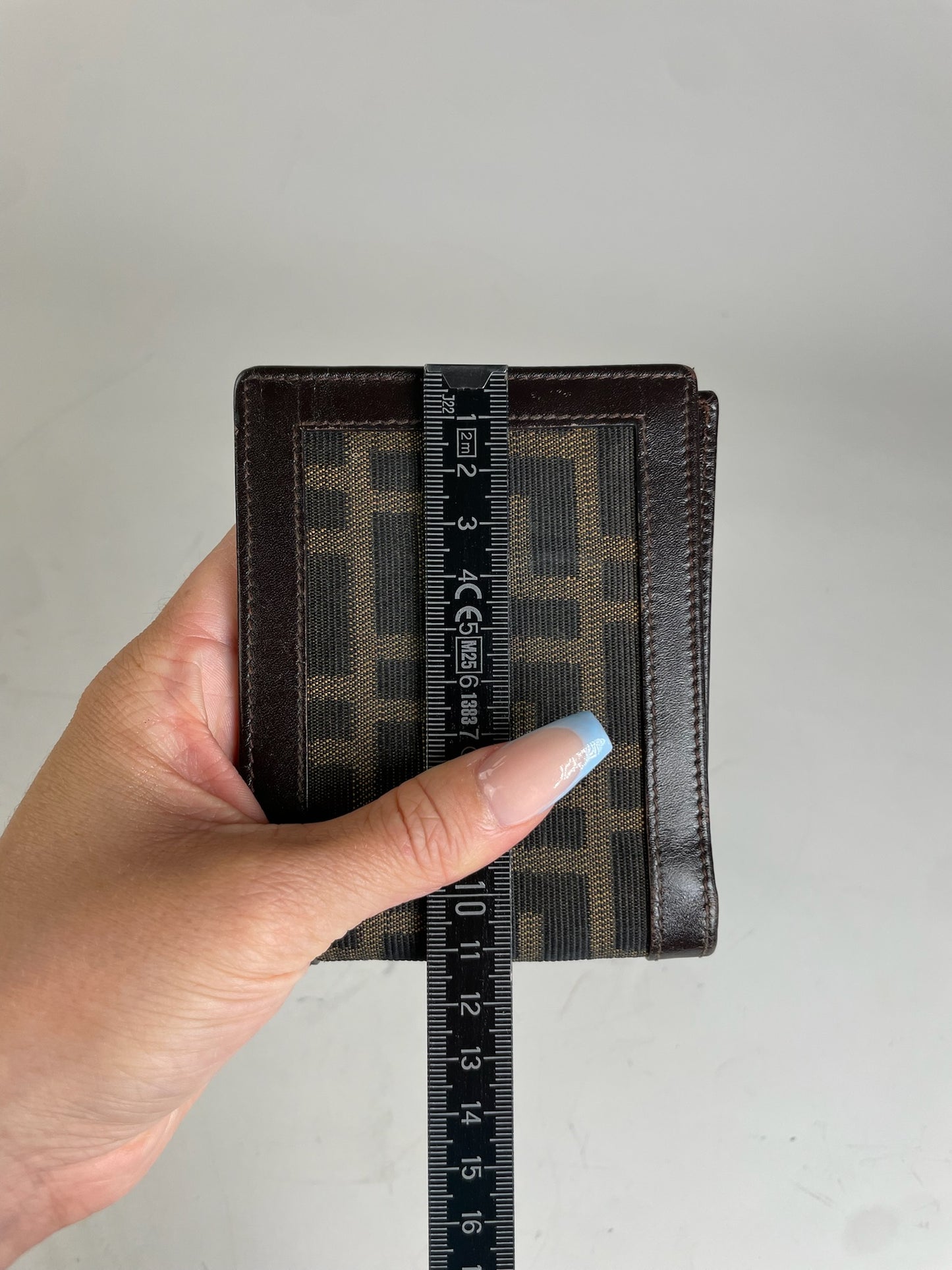 Vintage Fendi FF Monogram Leather Wallet Brown Black