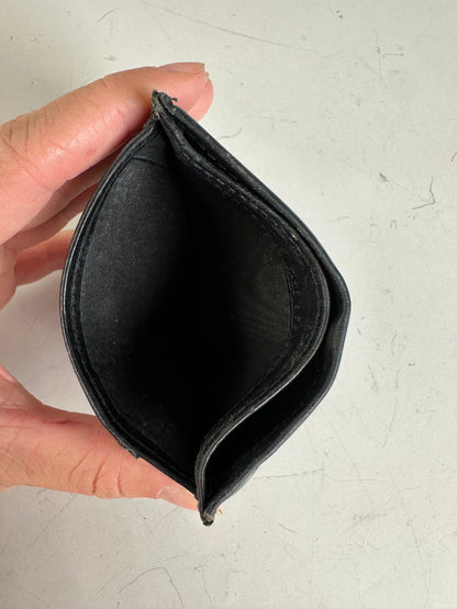 Vintage Ferragamo Leather Card Holder Black Silver