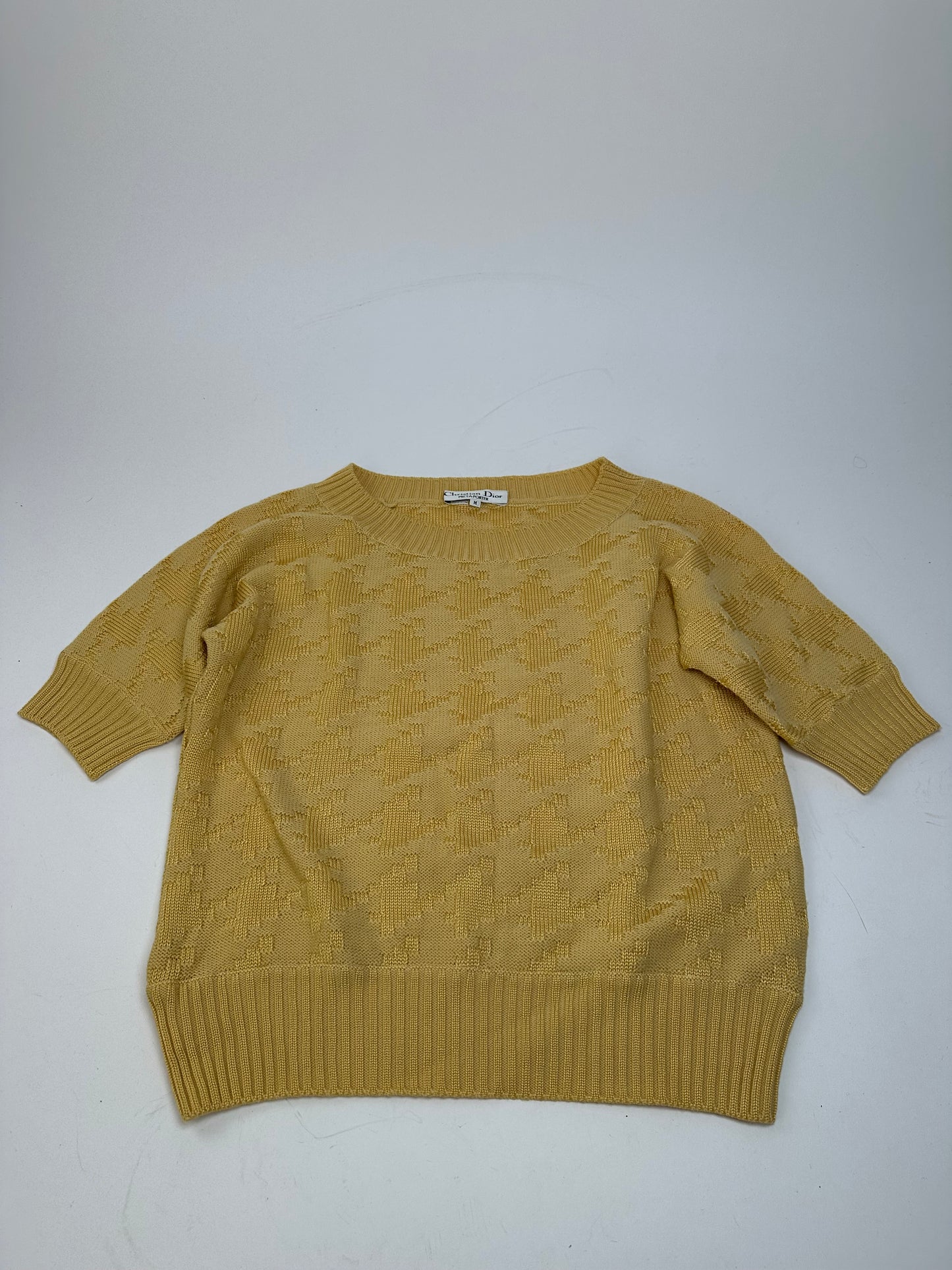 Vintage Dior Short Sleeve Wool Sweater Yellow M