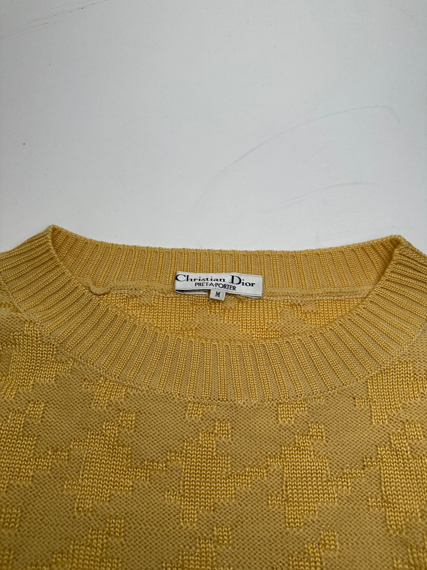 Vintage Dior Short Sleeve Wool Sweater Yellow M