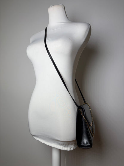Vintage Givenchy 4G Logo Flap Crossbody Bag Late 1970s Black Gold