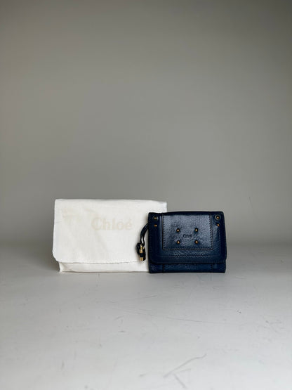 Vintage Chloe Leather Wallet Navy Gold