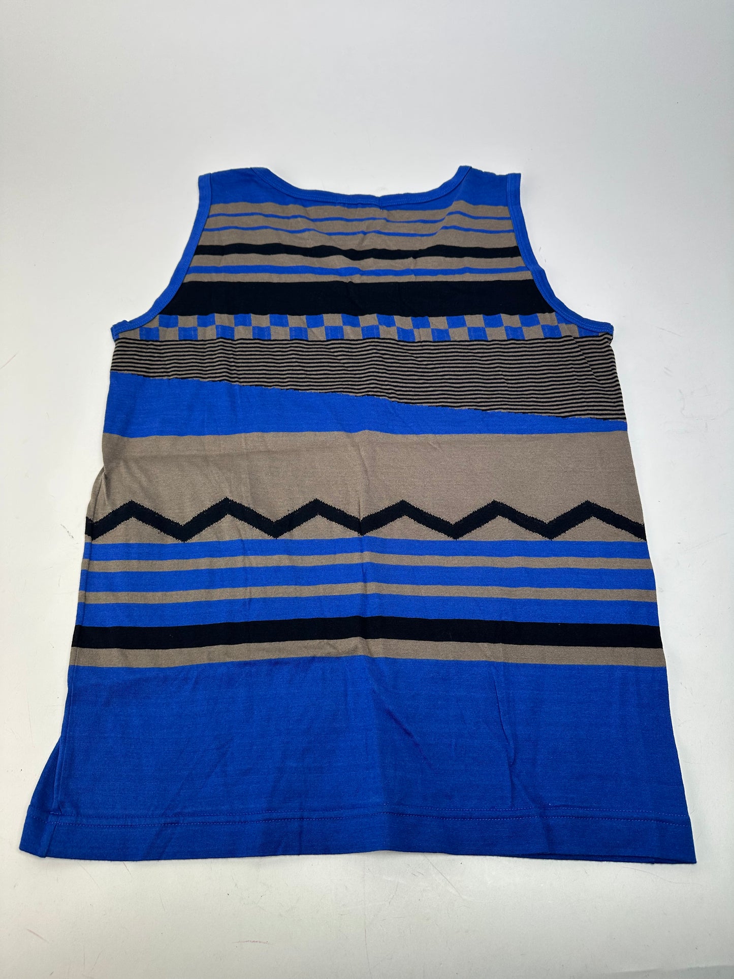 Vintage Plantation Issey Miyake Striped Cotton Tank & Shorts Set Blue M