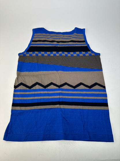 Vintage Plantation Issey Miyake Striped Cotton Tank & Shorts Set Blue M