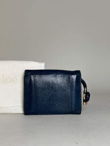 Vintage Chloe Leather Wallet Navy Gold