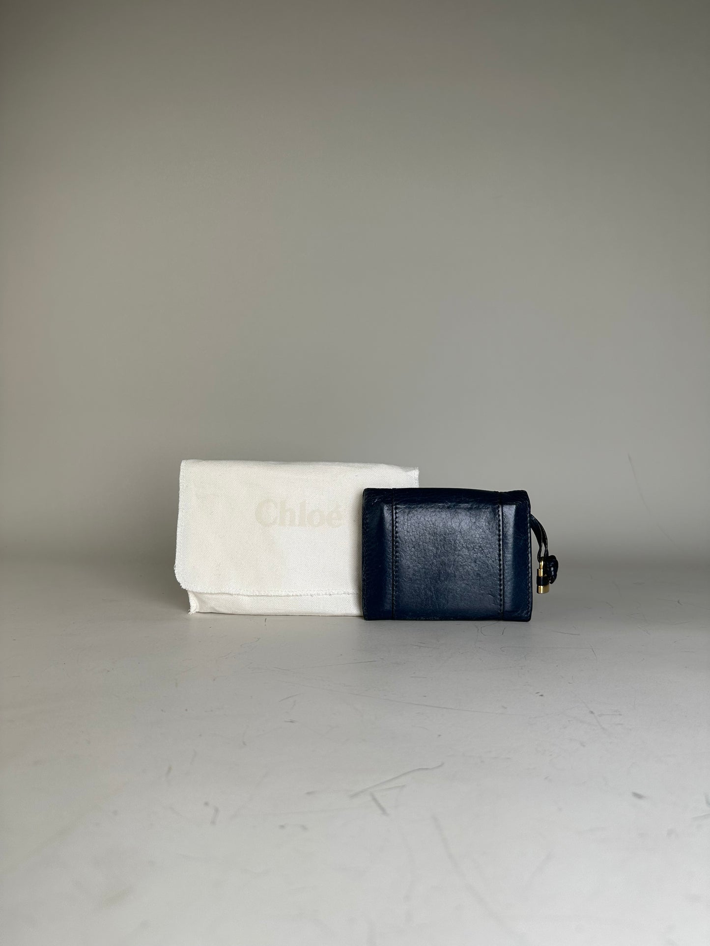 Vintage Chloe Leather Wallet Navy Gold